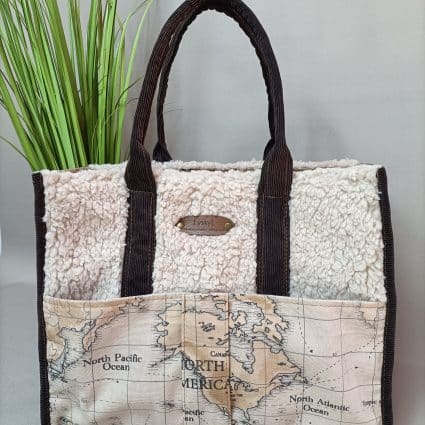 Cabas mouton mappe monde